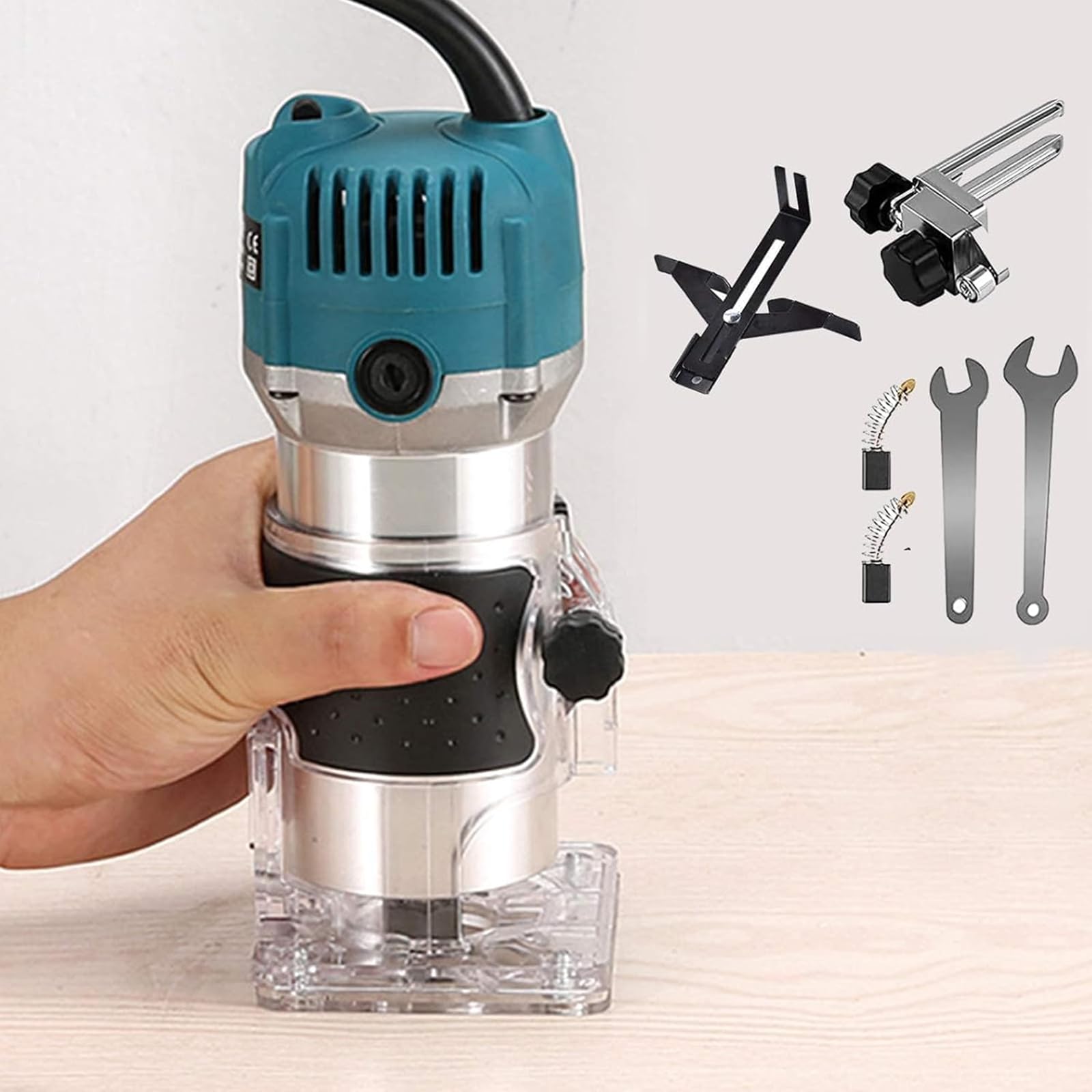 Photo 1 of AKYPACH Wood Router,Router Tool Wood Trimmer Router Electric Hand Trimmer Laminate Milling Engraving Hand Machine Joiner Tool Electric for Slotting Trimming Carving 110V 800W 30000R/MIN