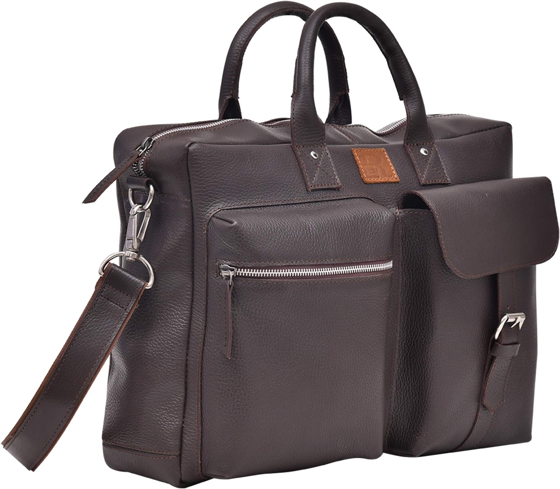 Ryan International Men's Dark Brown Leather Messenger Sling Bag