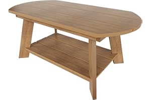 WestinTrends Tuscany Outdoor Coffee Table, Real Wood Like All Weather HIPS 2 Tier Patio Adirondack Coffee Table, Teak
