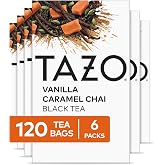 TAZO Vanilla Caramel Chai Tea Bags 120-Count (6-Pack of 20) Caffeinated Black Tea with Cinnamon, Ginger and Classic Spiced Chai Flavors for Hot or Iced Tea Brewing