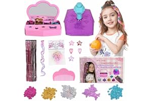 Hair Gem Stamper Kit for Girls, Pluspace Hair Gems for Girls with 600 Hair Glitter Patch, No-Glue Hairstyle Design Art Crafts, Hair Bedazzler Tool Reusable Princess Hair Accessories Gift for Kids 6-15