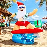 Kofero Christmas Inflatable Santa Claus Decorations Outdoor 6.5FT Hawaiian Surfing Giant Large Tall Funny Blow up Xmas Yard Decoration Led Light Décor for Indoor Outside Holiday Party Garden Lawn