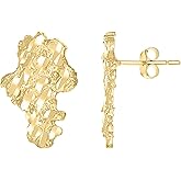 10kt Yellow Gold Mens Nugget Stud Earrings