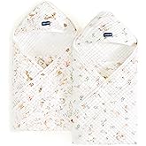 GRSSDER Ultra Soft Absorbent Muslin Cotton Baby Hooded Towel 2 Pack with Original Patterns, Extra Large Size 35"x 35" Swaddle Wrap for Newborn Infant and Toddler