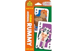 School Zone - Farm Animal Rummy Card Game - Ages 4+, Preschool to Kindergarten, Counting, Matching, Numbers, and More (School
