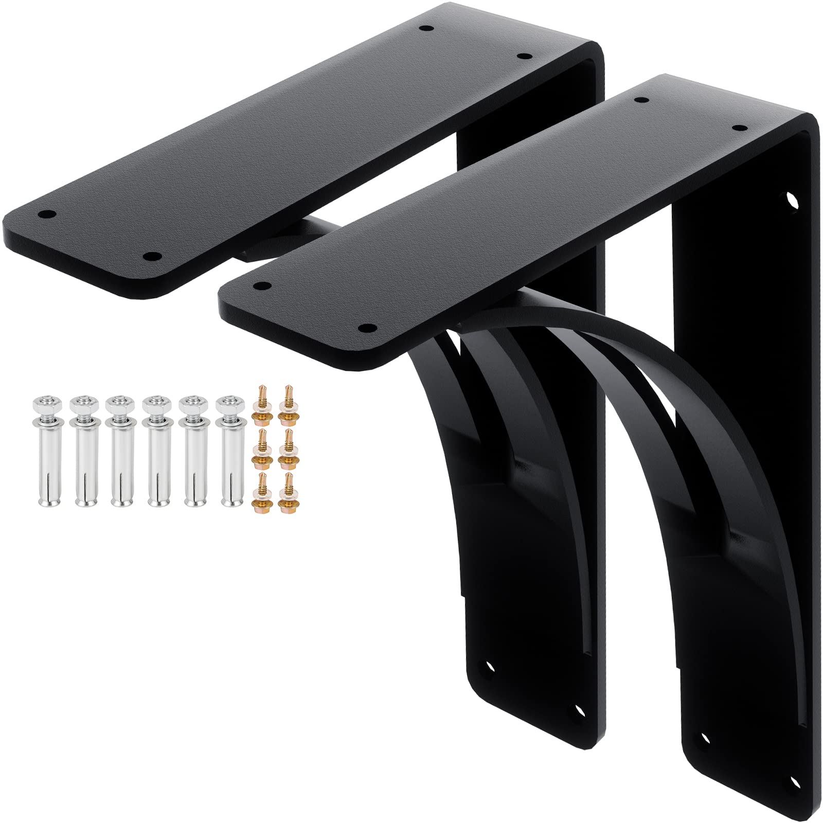 Photo 1 of HomiShare 2Pcs Heavy Duty Shelf Brackets 10 x 12 x 2.5", Steel Brackets 450lbs Load Capacity, Triangle Support Mantel Brackets , DIY Metal Shelf Brackets Matte Black