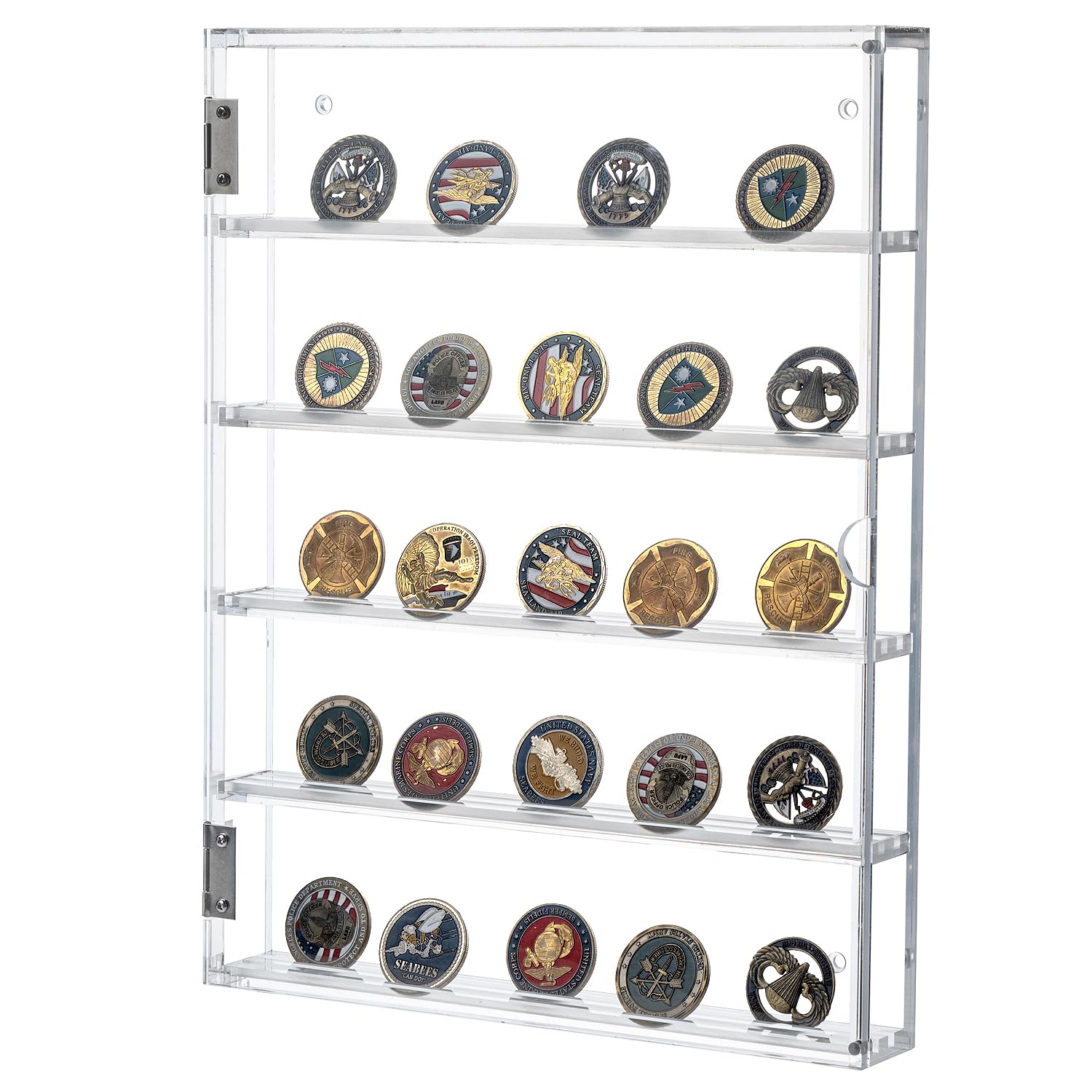 Photo 1 of MyGift 11 x 15 Challenge Coin Collector Display Case, Wall Mounted Premium Clear 8mm Thick Acrylic Hanging Shadow Box with Magnetic Closure and Removable Trays