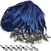 Beebel Lanyards 100 Pack Nylon Flat Badge Lanyard for Id Badge Name Tag (Navy Blue, 100 Pack)