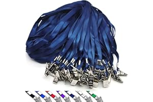 BEEBEL Lanyards 100 Pack Nylon Flat Badge Lanyard for Id Badge Name Tag (Navy Blue, 100 Pack)