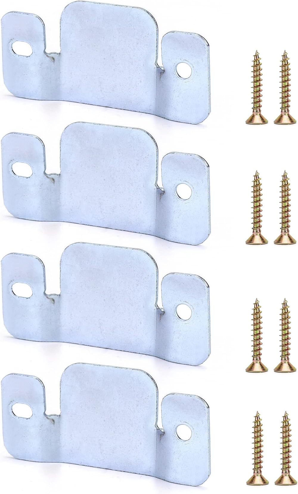 QWORK 4 Pcs Sofa Connectors Flush Mount Brackets Galvanized Iron Couch Corner