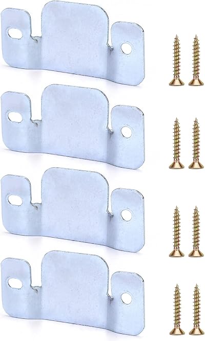 QWORK 4 Pcs Sofa Connectors Flush Mount Brackets Galvanized Iron Couch Corner