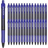 mingtron Gel pens, 30 Pack Blue Pens Fine Point, No Smear Ink Pens for Left Hand, Click Pens Bulk, Retractable Rollerball Pens for Smooth Writing, 0.5MM, Navy Blue Ink
