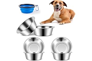 ACEONE 6 Pack Stainless Steel Dog Bowls, Metal Dog Water Bowls, 8.3" Basic Pet Food Bowl for Large Medium Small Dog, 59oz No Spill Replacement Bowl for Elevated Stand