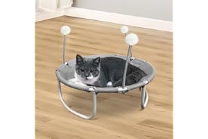 Babyezz Cat Hammock Bed,Free-Standing Sleeping Dog/Pet Bed,Comfortable and Breathable Elevated Cat Bed,Detachable Portable Indoor/Outdoor Pet Bed,for Cats and Small Dogs(Grey)