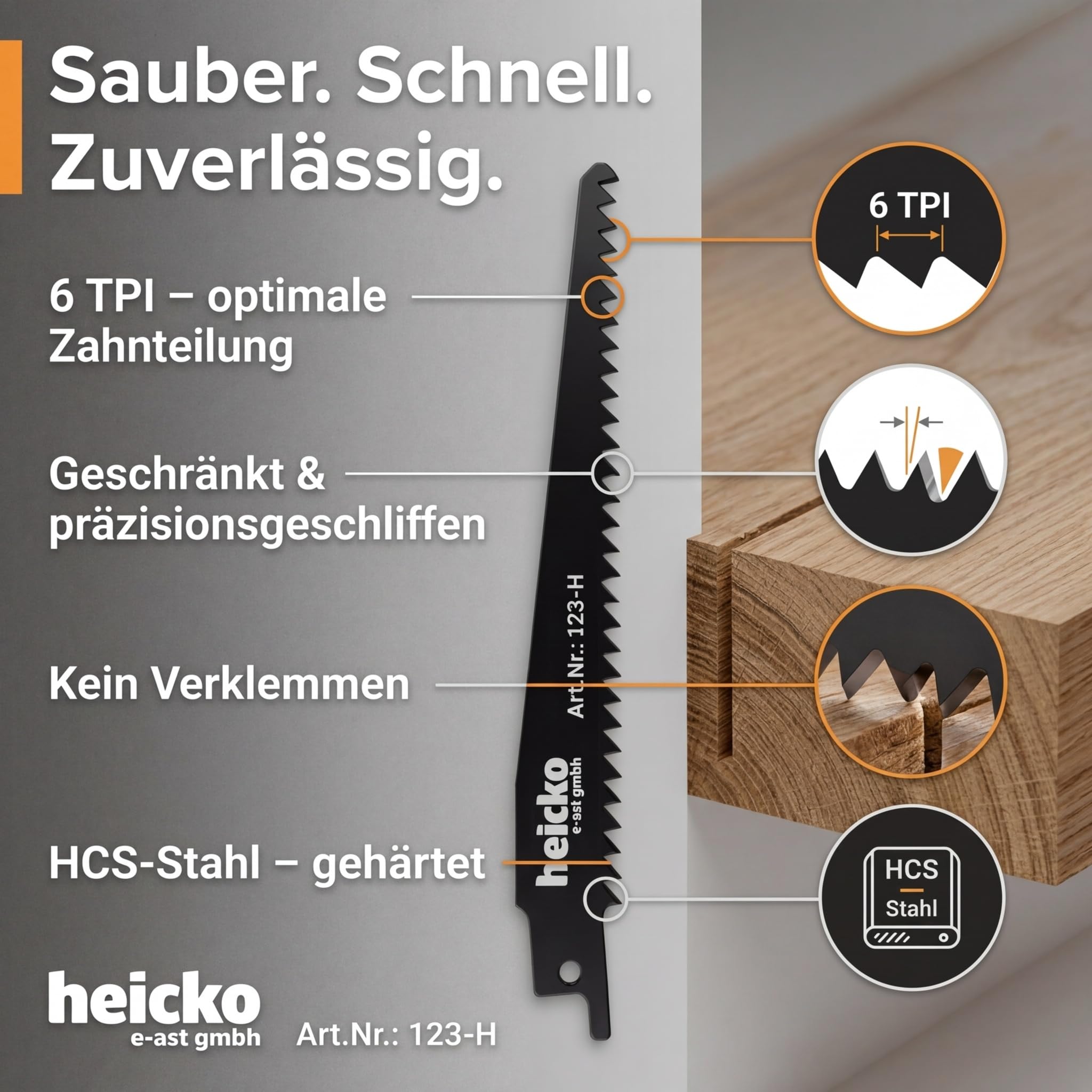 heicko Säbelsägeblätter - Geeigent für Metall, Kunststoff und Holz (Holz, 152 mm) 6