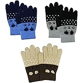 RARITYUS 2 or 3 Pairs Kids Cute Cat Warm Gloves Winter Knitted Mittens for Boys Girls Toddler 0-15 Years old