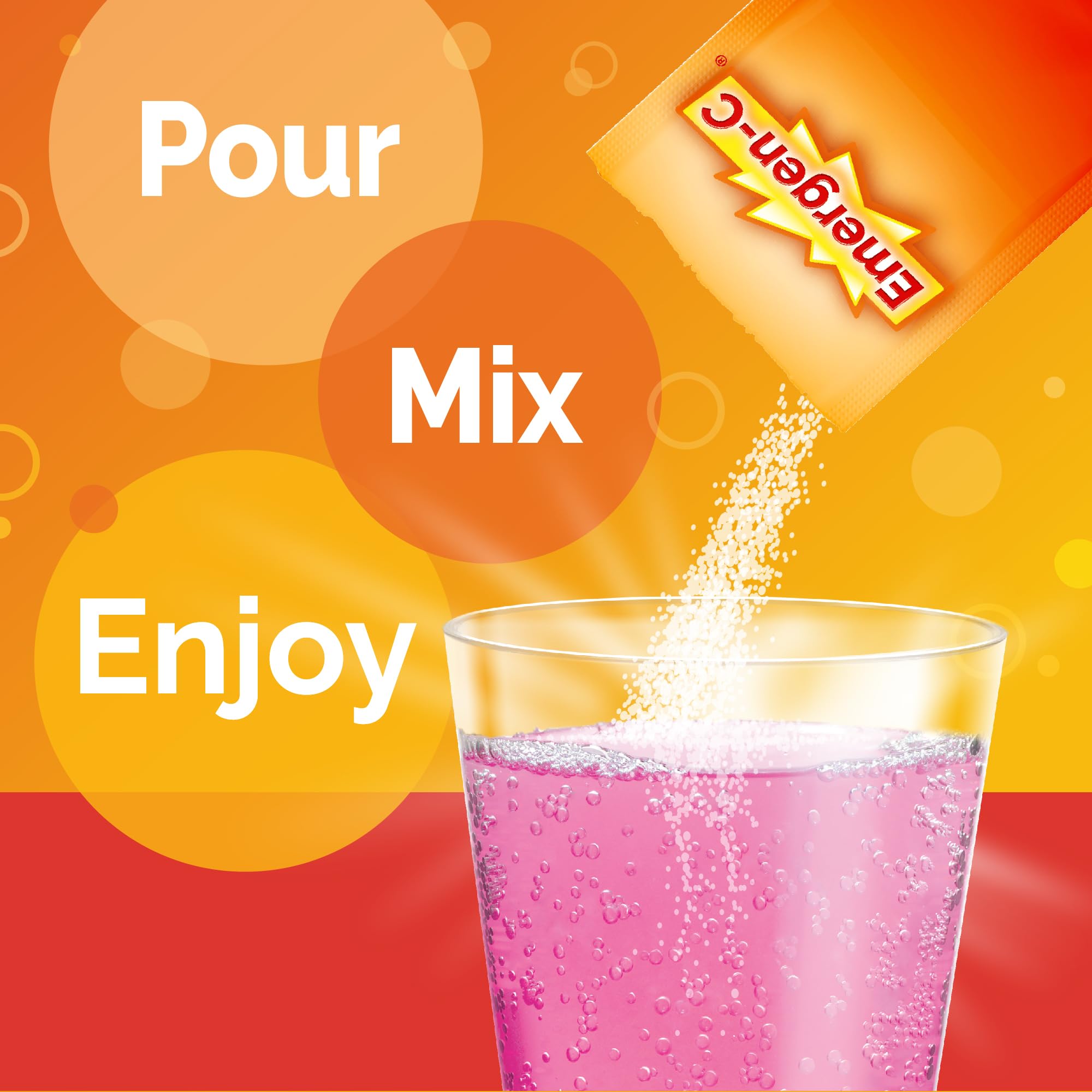 Emergen-C 1000mg Vitamin C Immune Support Powder Raspberry 30CT includes Zinc, Manganese, 7 B Vitamins and Electrolytes for Back to School Essentials