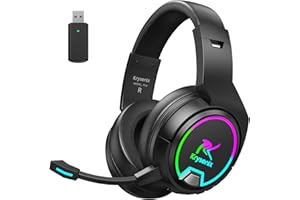 Krysenix PG4 Wireless Gaming Headset for PS4, PS5, PC - 2.4GHz 7.1 Surround Sound, Bluetooth Gaming Headphone with AI Detachable Noise Canceling Mic, 48-Hr Battery for Laptop, Switch, Mac (Black)
