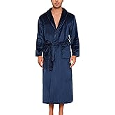 ENJOYNIGHT Mens Plush Fleece Robe Cozy Warm Bathrobe with Pockets