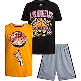 Pro Athlete Boys Active Shorts Set - 3 Piece Athletic Dry Fit Graphic Tees Tank Tops and Basketball Shorts for Boys