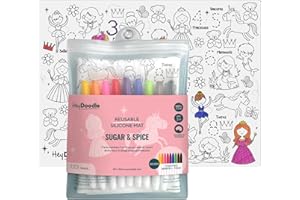 HeyDoodle Sugar & Spice Classic Doodle Mat for Toddlers & Kids - Mess Free & Wipeable Activity Pad for Alphabet Learning, Writing, Drawing & Coloring - No Mess Reusable Craft Mat for Ages 3-7
