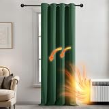 Deconovo Blackout Curtain Eyelet Thermal Insulated One Panel Dark Green 140x240