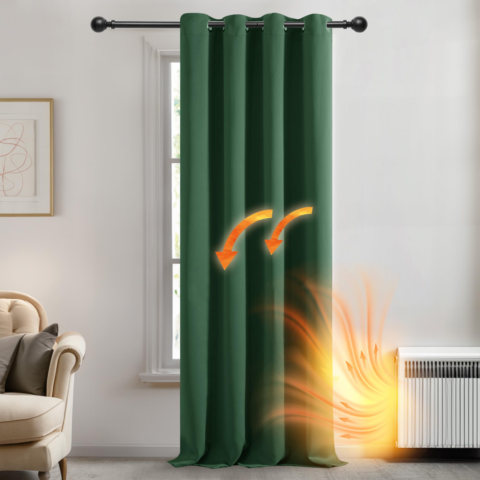 Deconovo Blackout Curtain Blackout Eyelet Curtain Energy Saving Curtain for Kids Bedroom W55 x L102 Dark Green 1 Panel
