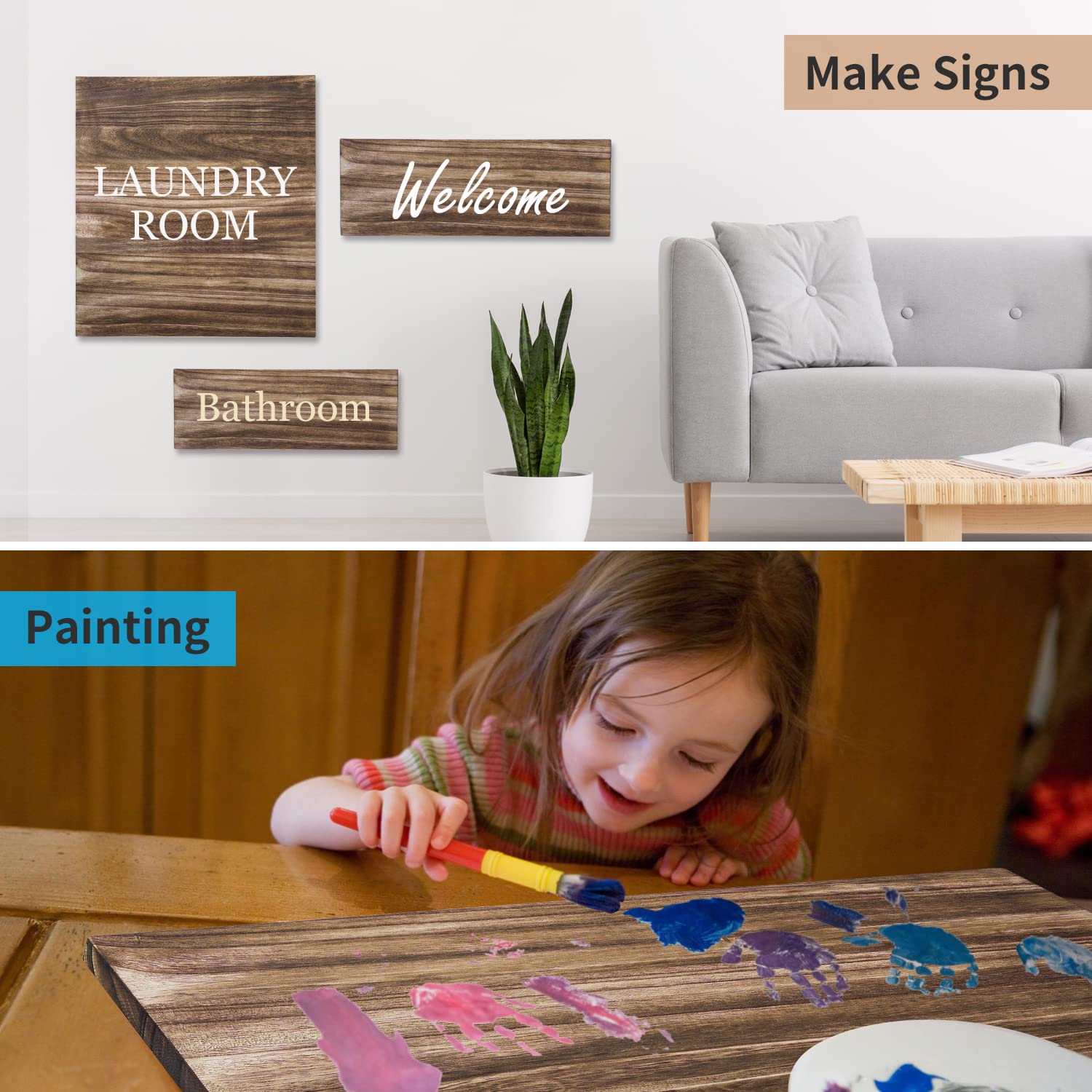 Multifunction Unfinished Wood, Signs, Wall Arts, Storage Shelves, 16.5