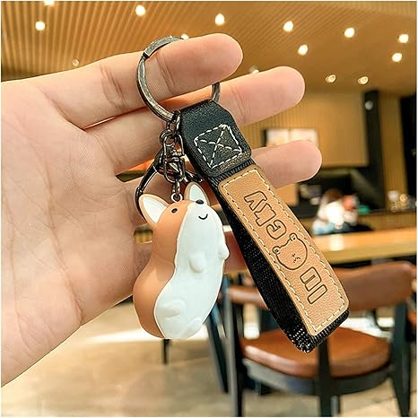 Amazon Co Jp キーホルダー装飾 新しい漫画かわいいコルギ人形のキーチェーンファッショナブルな皮膚の動物キーホルダークリエイティブドッグロープキーホルダー Color Champagne ホーム キッチン