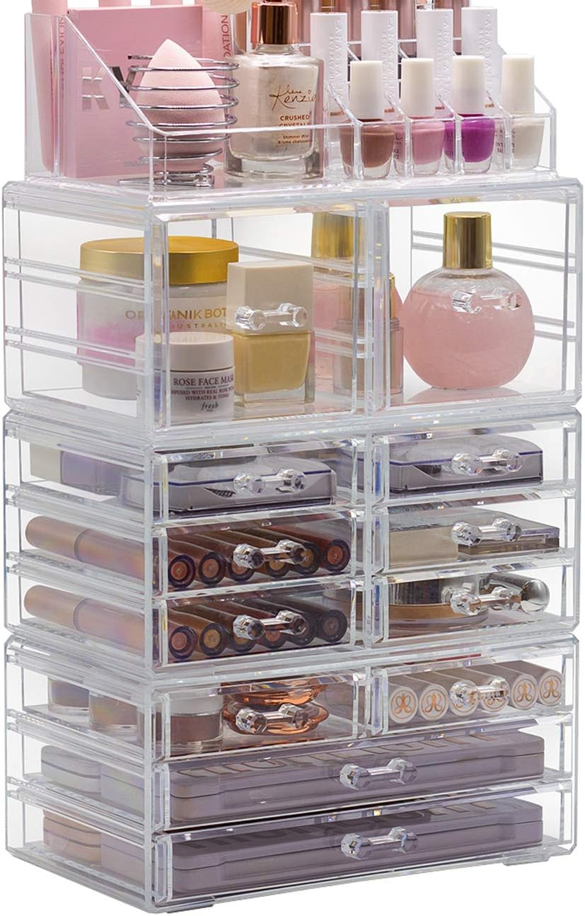 Sorbus Cosmetic Makeup and Jewelry Storage Case Tower Display Organizer - Spacious Design - Great for Bathroom, Dresser, Vanity and Countertop (Clear): Home Improvement