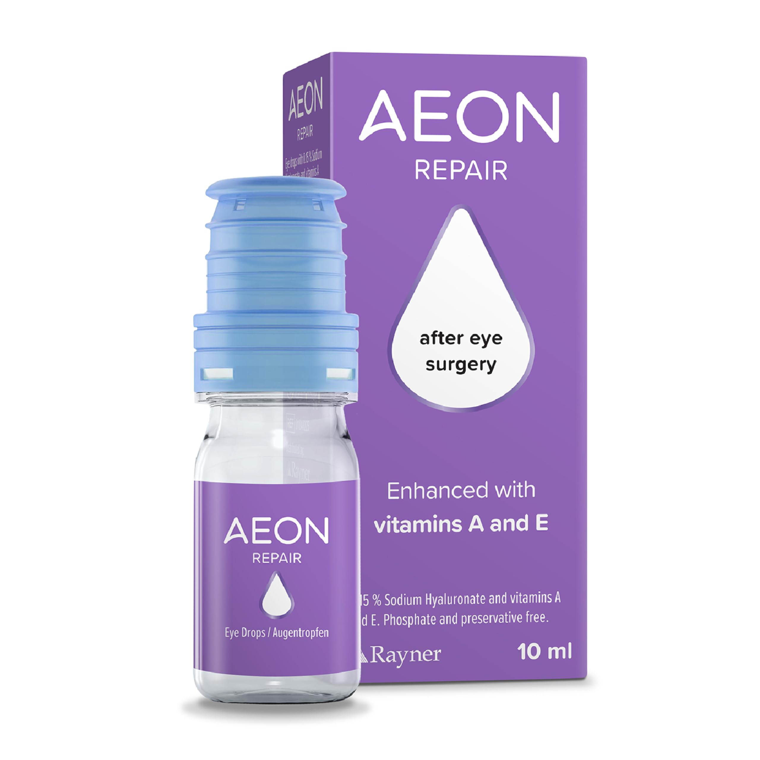 Rayner AEON Repair - Eye Drops for Moderate to Severe Dry Eye & After Surgery Discomfort - with Vitamin A & E, Contact Lens Friendly, 10ml