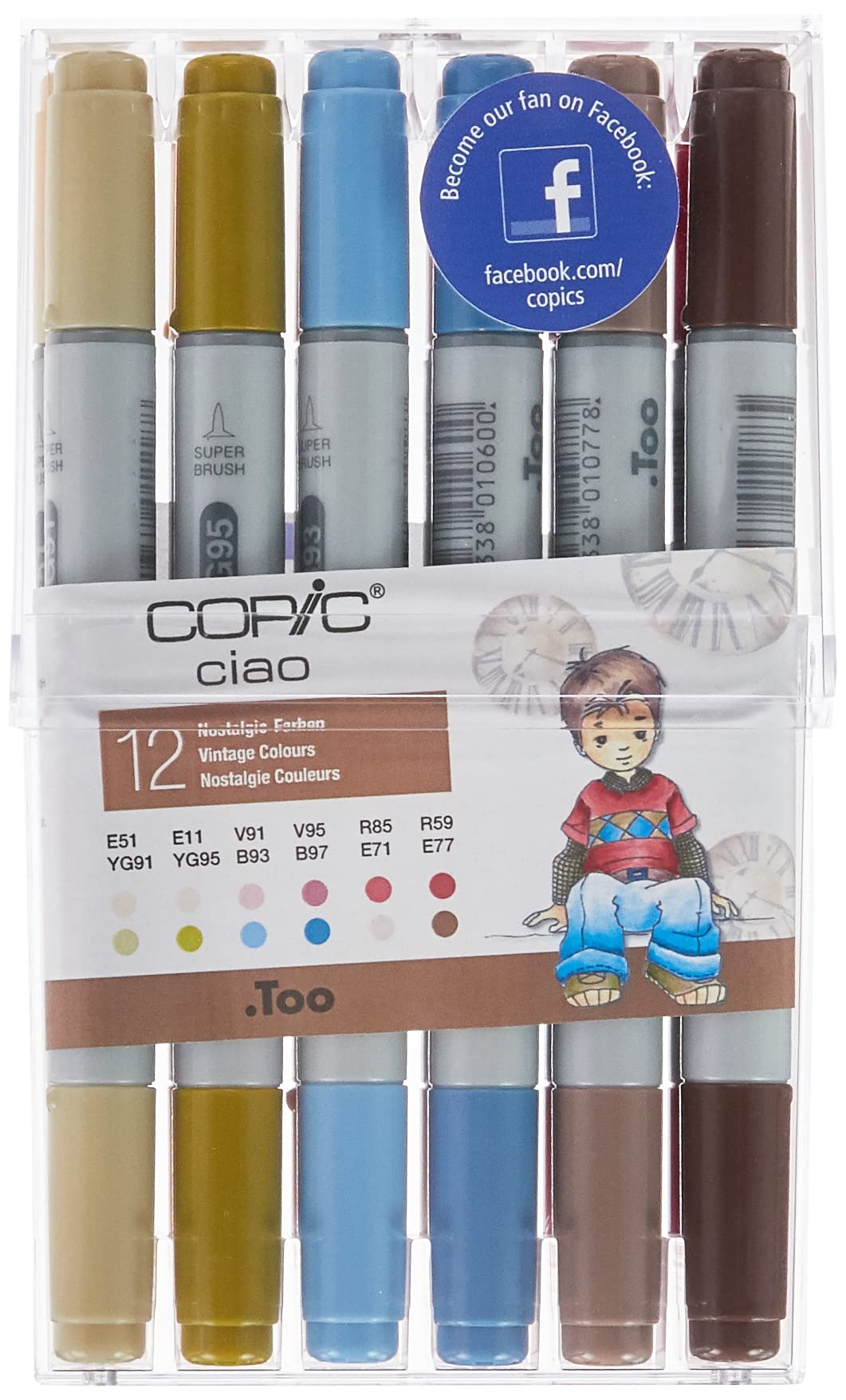 Copic 22075703 Ciao Set of 12, Colours Vintage