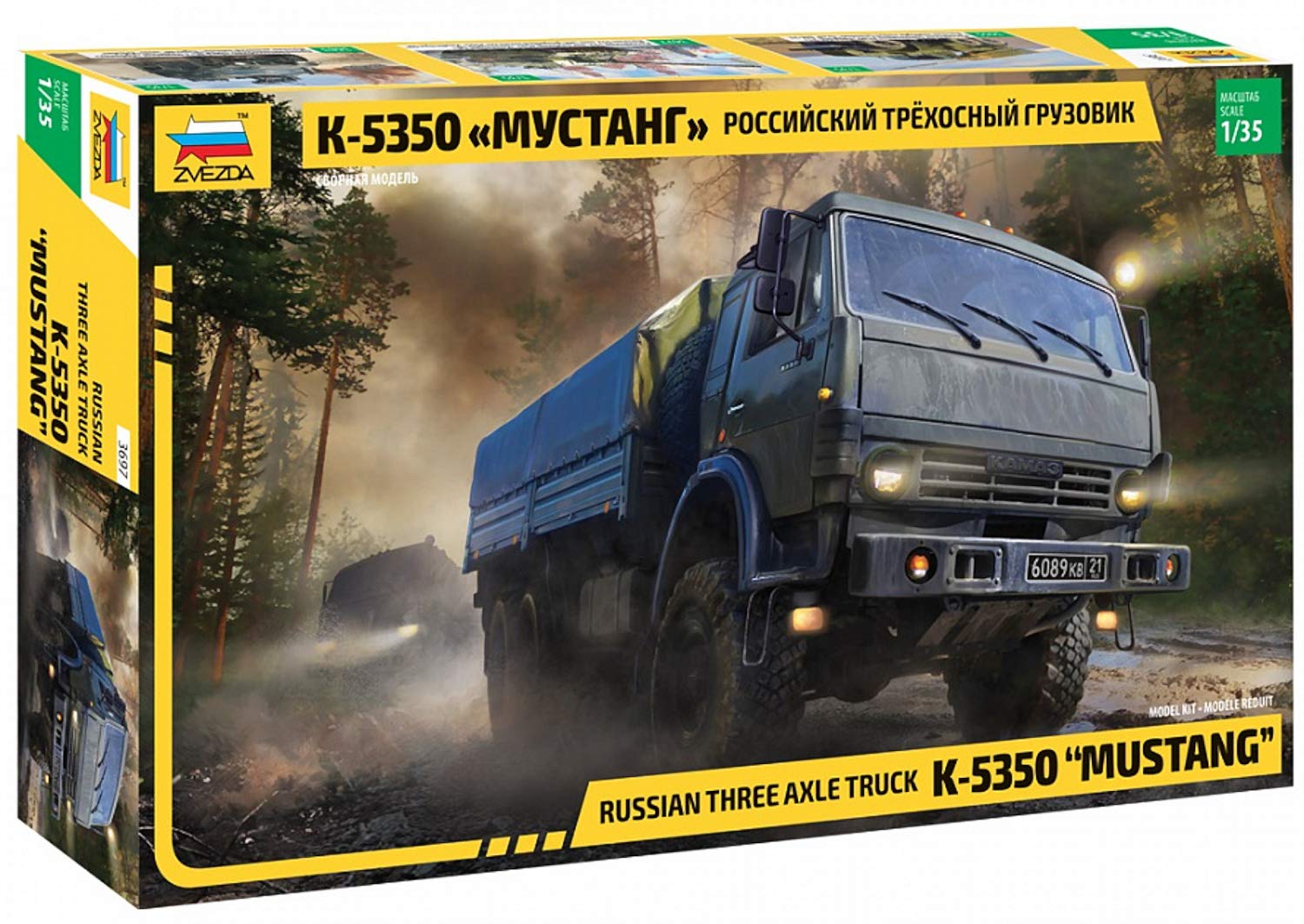 Zvezda 500783697-1:35 Kamaz 5350 Mustang Plastic Kit Model Kit Assembly Kit for Beginners Detailed