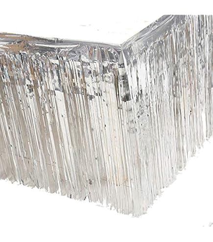 Metallic Blue Foil Fringe Table Skirt | Party Supplies & Decorations - View #2