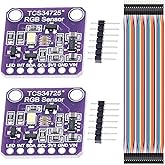 DAOKI 2PCS TCS-34725 TCS34725 RGB Light Color Module Colour Recognition Sensor with IR Filter and White LED for Arduino with 