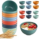 HEYCOME 12 Pcs Unbreakable Cereal Bowls Set, 26 Oz Wheat Straw Bowls Set, Microwave & Dishwasher Safe Rice Bowls for Kitchen, Reusable Plastic Bowls for Soup, Salad and Snack, BPA Free, Multicolor