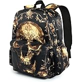 KzgtY Skull School Backpack for Girls Boys Teens Bookbag 17 Inch Laptop Backpack for Sports Travel Camping
