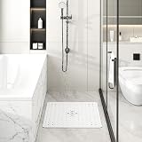 XIYUNTE Shower Mat Non Slip 53x53cm Anti Mould with Drain Holes White view 8