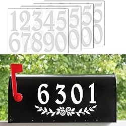 2 Inch Reflective White Mailbox Numbers Stickers, 4