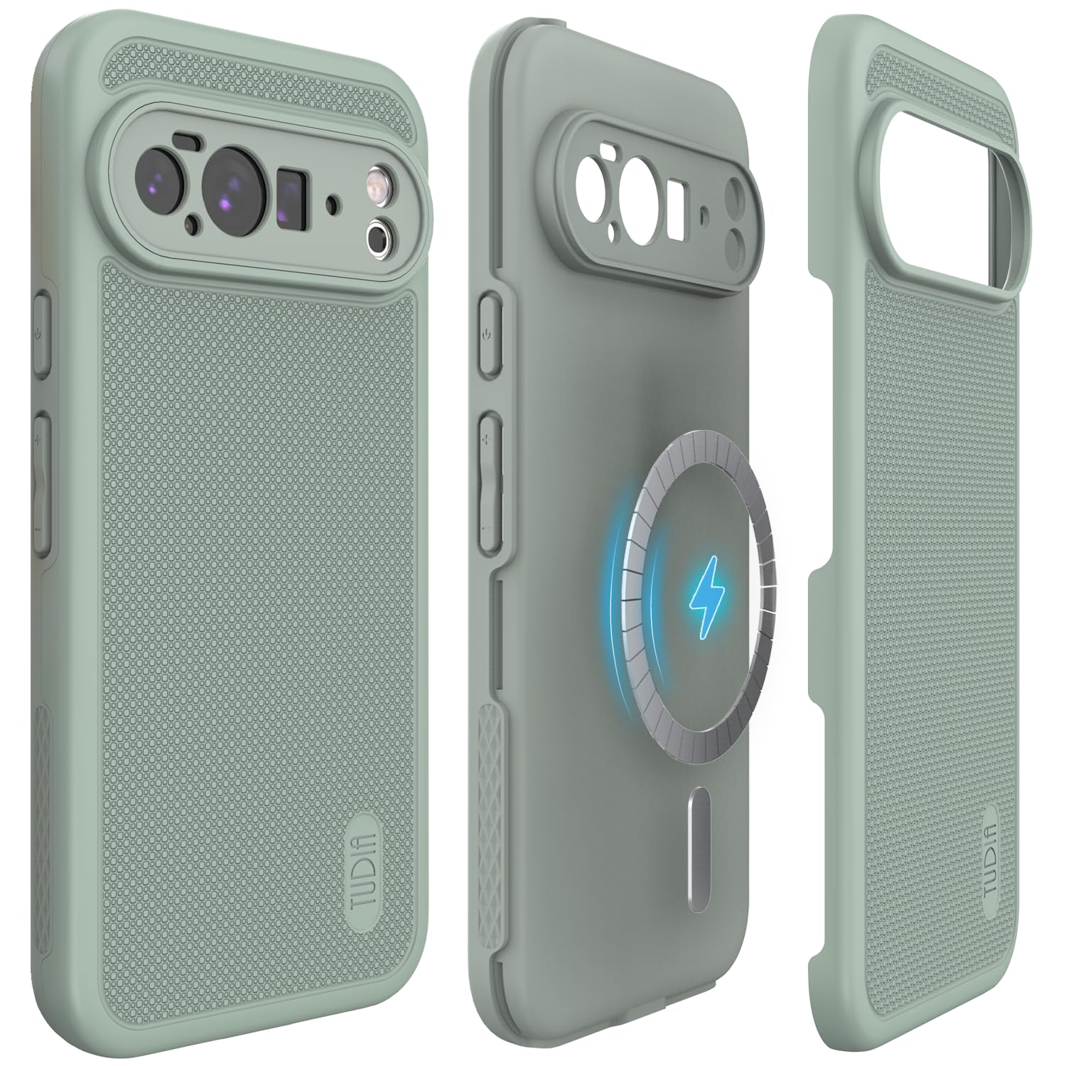 Photo 1 of TUDIA MergeGrip [Compatible with Magsafe & Pixelsnap] for Google Pixel 10 Pro XL Case 2025, [Military Grade] Dual-Layer Shockproof Slim Non-Slip Heavy Duty Protective Phone Cases – Green Lily