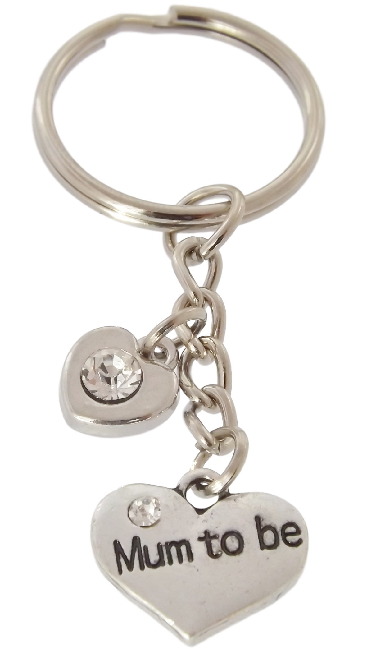 FizzyButton Gifts Mum to Be Heart Keyring Key Ring with Rhinestone Charms and Turquoise Gift Box