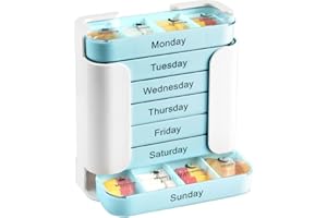 Stay on Track - 7-Day Medication Organizer - Weekly Pill Box with 4 Times Daily Compartments, 7 Stackable Individual Pill Cas