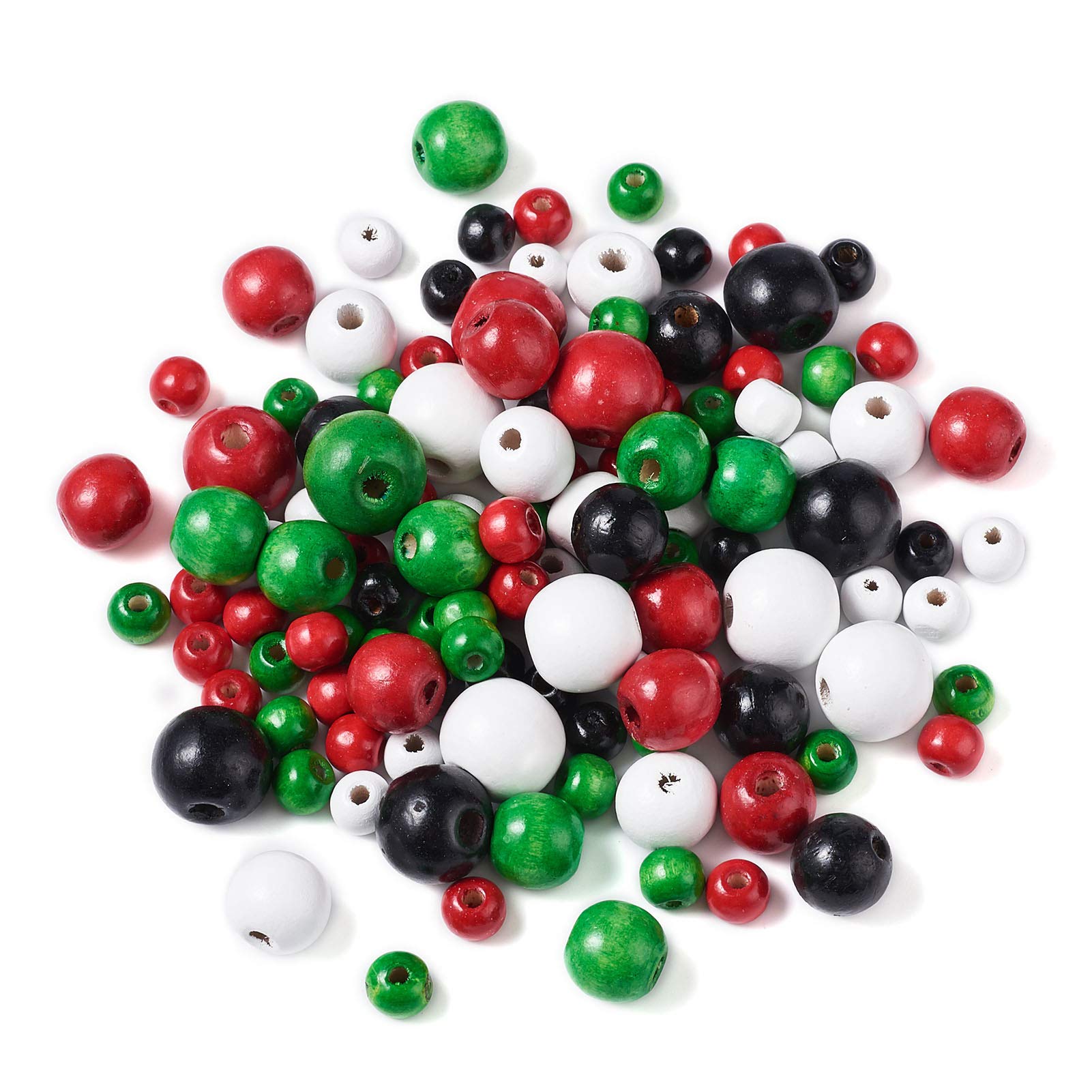 Cheriswelry 500pcs Natural Round Wood Beads White Black Green Red Wooden Spacer Loose Beads for Jewellery Crafts Making Home Decors(10mm/16mm/20mm)