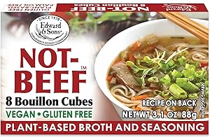 Edward & Sons Not Beef Bouillon Cubes - Vegan Broth Cubes, Vegetable Stock, Gluten Free, No Trans Fat, Use in Soups, Stews and Pilafs - 8 Count (Pack of 1)
