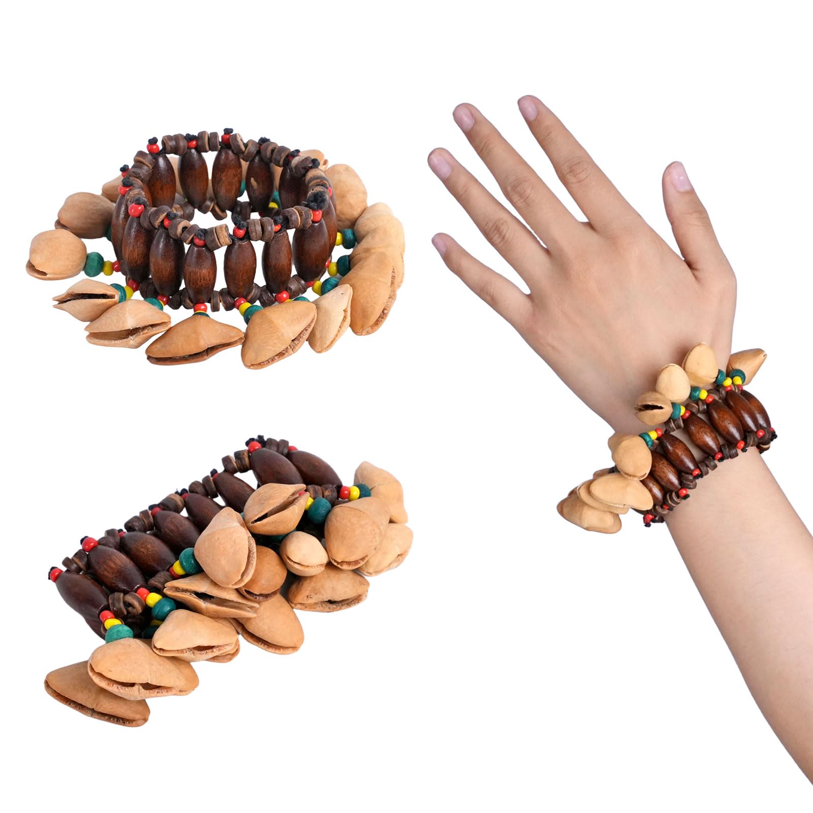 Photo 1 of 1 PCS Dora Seed Sound Bracelets and Anklets, Sound Healing Instruments, Ideal for African Drum Accompaniment, Natural Percussion Instrument Accessories, Musical Instrument (Off-White Brown)