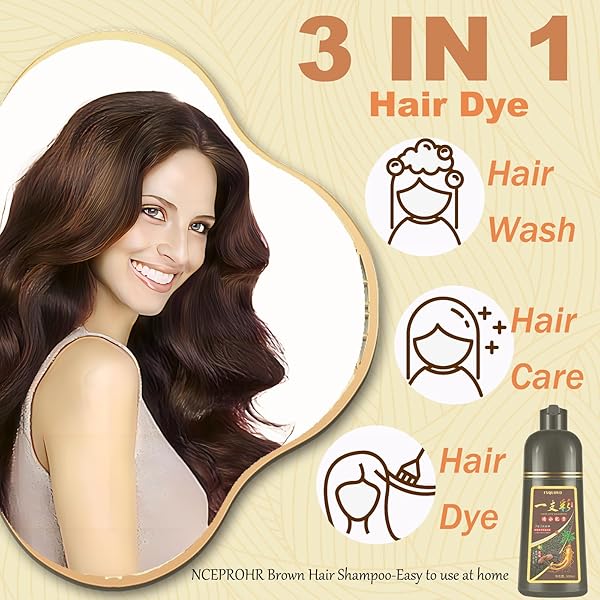 NCEPROHR INSTANT LIGHT BROWN HAIR DYE SHAMPOO 3 IN 1-500 ML
