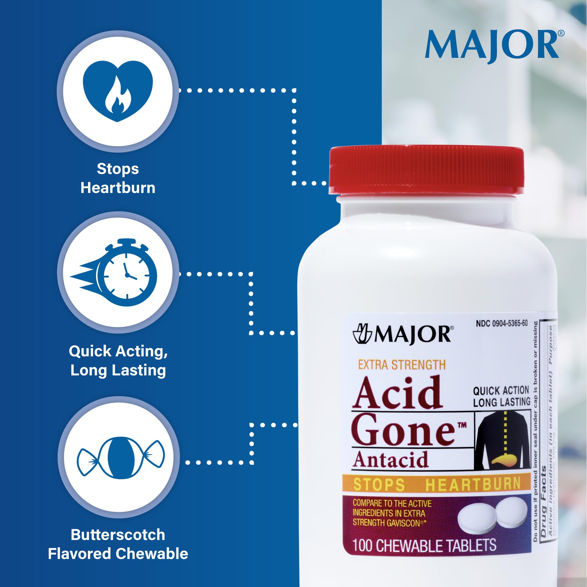 Mua Major Acid Gone Extra Strength Antacid Chewable Tablets - Anti-Acid ...
