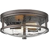 Rosient Flush Mount Ceiling Light Fixture, 12 inch 2-Light Modern Farmhouse Ceiling Light with Seeded Glass for Bedroom, Entr
