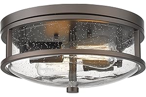 Rosient Flush Mount Ceiling Light Fixture, 12 inch 2-Light Modern Farmhouse Ceiling Light with Seeded Glass for Bedroom, Entryway, Kitchen Hallway, ROS88 ORB
