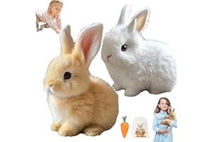 TIOMION Bunby - Easter My Realistic Bunny Toy, Interactive Bunny Realistic Bunny - Jumping, Twitching, and Shaking Ears, Bunny Realistic Bunny Toy, Bunbi Realistic Bunny, Realistic Bunny Toys (White+Brown)
